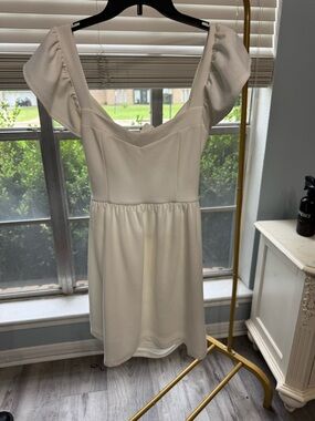 Altar'd State Cream Puff-Sleeve Mini Dress